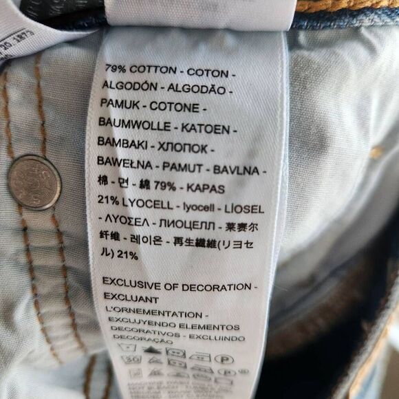 Levis Side Slit Skirt Womens Size 27 (US 4) Blue Denim Button Fly Pockets Midi Y - Picture 5 of 5